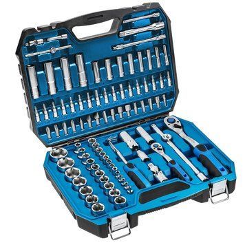 Набор торцевых головок 1/2", 1/4" и аксессуаров в пластиковом кейсе HOEGERT 94 HT1R426, количество позиций в наборе: 94 HT1R426 фото