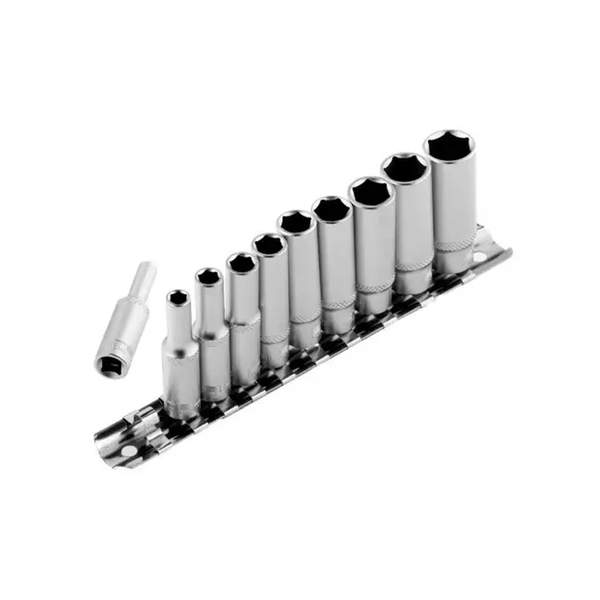 Набор удлиненных шестигранных головок Stels, 1/4, CrV, 10 шт., 4-13 мм 13605 13605 фото