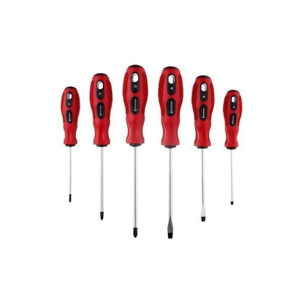 Набор отверток 6 ед. (SL3x75, SL5x100, SL6x125, PH0x75, PH1x100, PH2x125) Cr-V, Ergo-design INTERTOOL VT-2005 2005 фото